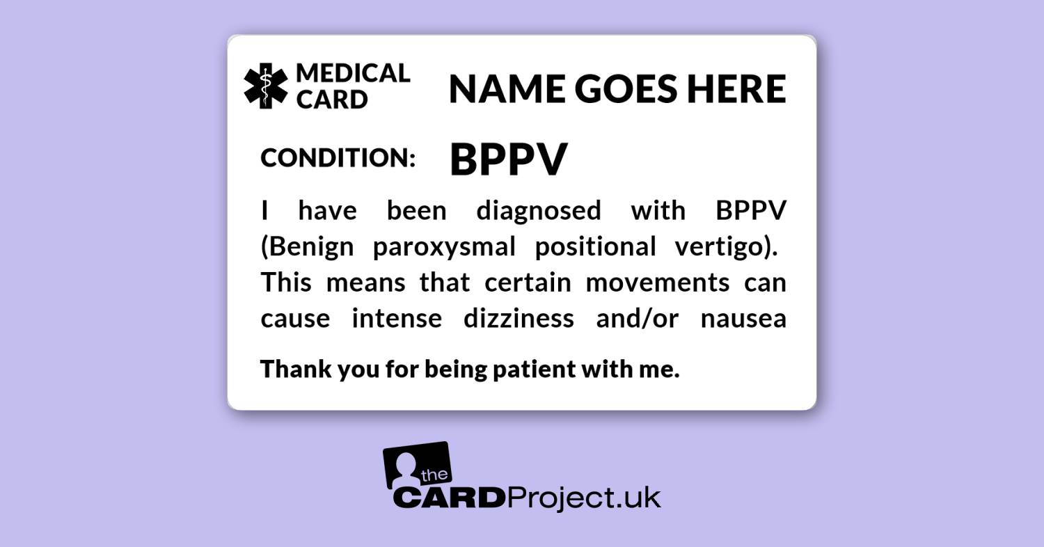 BPPV Medical Mono ID Alert Card  (FRONT)